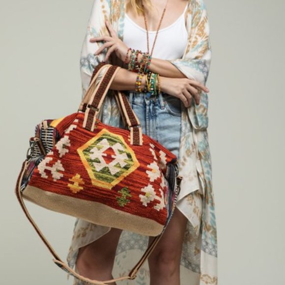 Shop_Fig Handbags - Aztec Tribal Western Large Travel Tote Bag Duffel